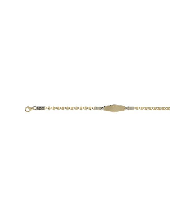 18CT T/T ID BRACELET OVAL 14cm